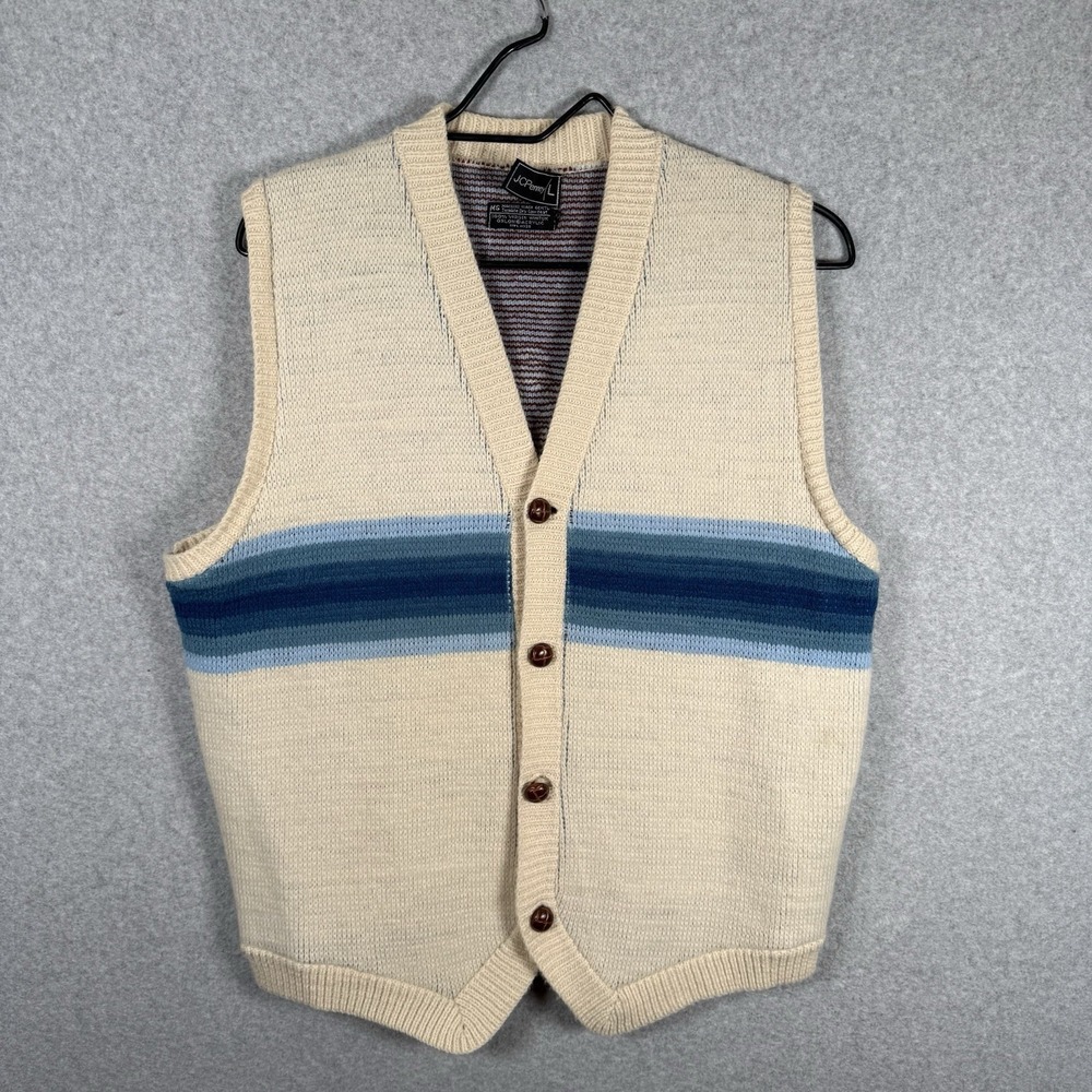 Jc penny vest womens large vintage 70s aztec ivory western